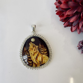Premium Quality Genuine Baltic Amber Donut Pendant in Yellow Tiger