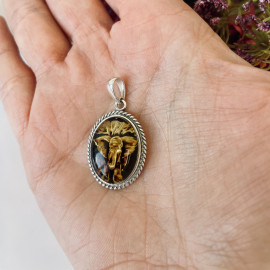Premium Quality Genuine Baltic Amber Donut Pendant in Yellow Tiger