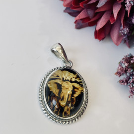 Premium Quality Genuine Baltic Amber Donut Pendant in Yellow Tiger