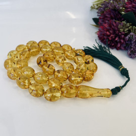 Natural Baltic Amber Tasbih, Yellow Olive Beads, Ramadan Gift