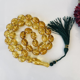 Natural Baltic Amber Tasbih, Yellow Olive Beads, Ramadan Gift