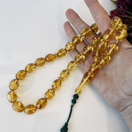 Natural Baltic Amber Tasbih, Yellow Olive Beads, Ramadan Gift