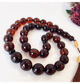 Natural Baltic Amber Misbaha, Cherry Amber Rosary, Oval Beads