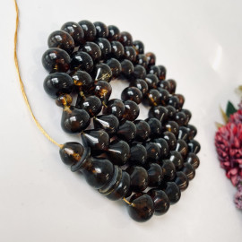 NEW Green Black Amber Beads with Plant Inclusions, Green Baltic Amber Misbaha 66 Beads