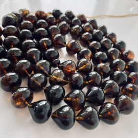 Green Baltic Amber Misbaha, Natural Beads with Plant Inclusions