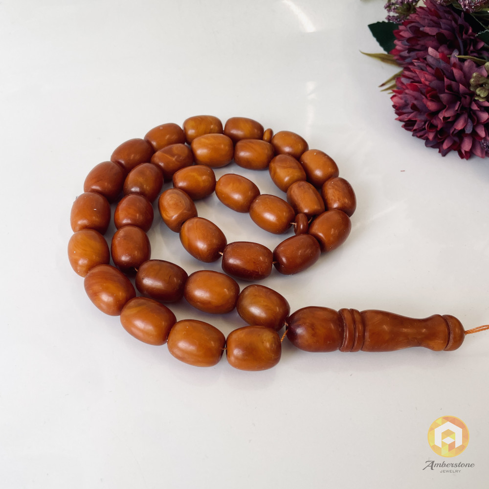 copy of عنبر البلطيق العتيق، مسبحة إسلامية 33 خرزة، مصباحة عنبر البلطيق الطبيعي