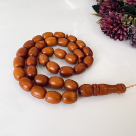 New Old German Amber Islamic Prayer Beads, Natural Baltic Amber Tasbih, Vintage Brown Misbaha