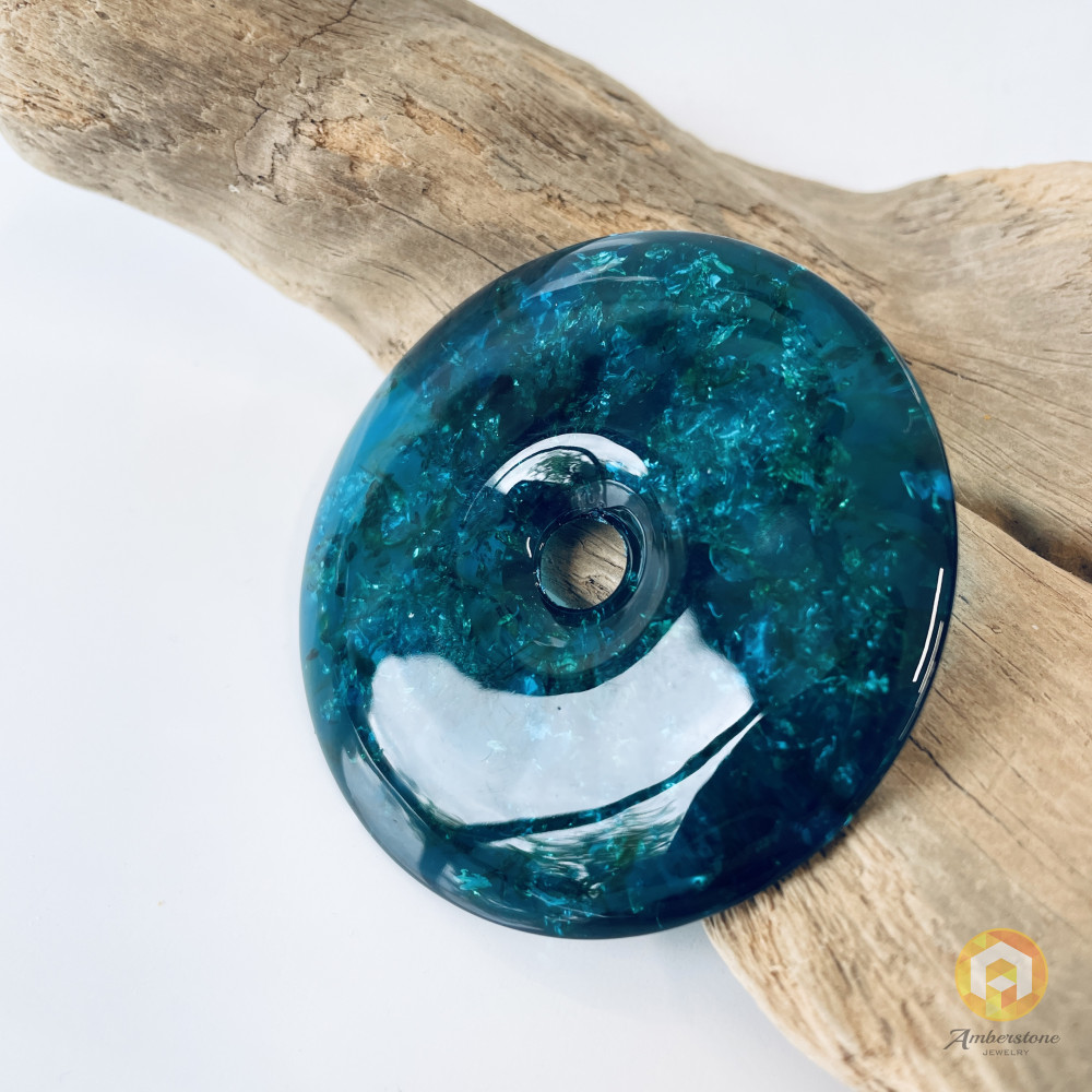 Premium Quality Genuine Baltic Amber Donut Pendant in Yellow Tiger