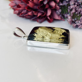 Premium Quality Genuine Baltic Amber Donut Pendant in Yellow Tiger