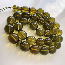 Green Islamic Prayer Beads, Olive Amber Muslim Beads