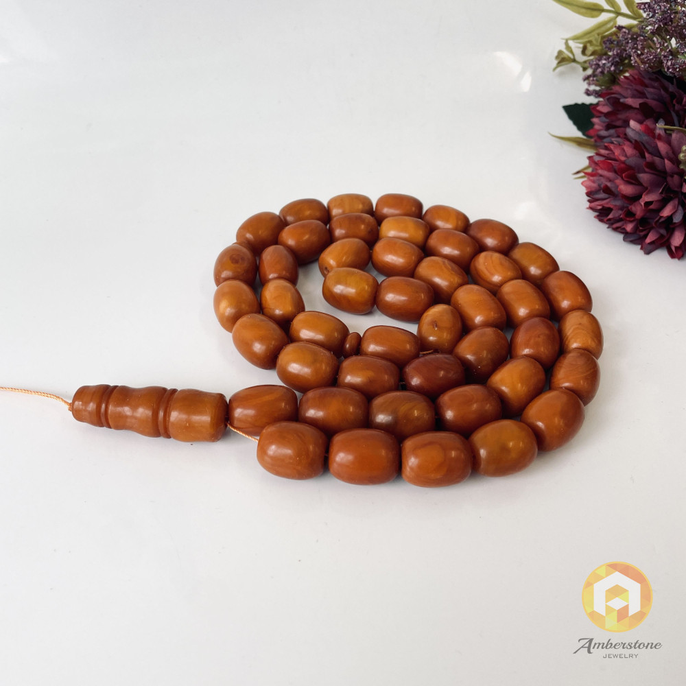 copy of عنبر البلطيق العتيق، مسبحة إسلامية 33 خرزة، مصباحة عنبر البلطيق الطبيعي