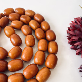 Old German Amber Islamic Prayer Beads, Natural Baltic Amber Tasbih, Vintage Brown Misbaha