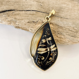 Premium Quality Genuine Baltic Amber Donut Pendant in Yellow Tiger