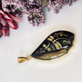 Premium Quality Genuine Baltic Amber Donut Pendant in Yellow Tiger