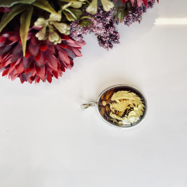 Premium Quality Genuine Baltic Amber Donut Pendant in Yellow Tiger
