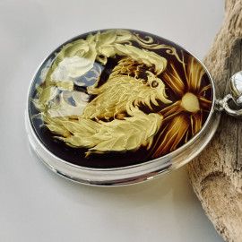 Premium Quality Genuine Baltic Amber Donut Pendant in Yellow Tiger