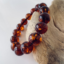 Cherry Round Amber Beads, Cherry Bracelet made of Amber