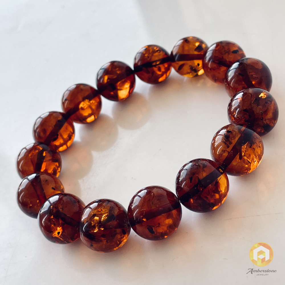 Premium Quality Genuine Baltic Orange Baltic Amber bracelet beads 18mm