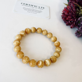 Tiger Amber Bracelet made of Baltic Amber, Round Amber Beads