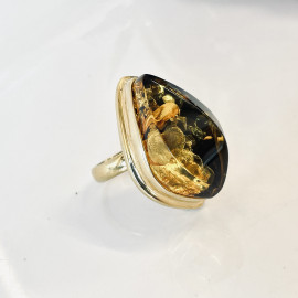Natural Egg Yolk Baltic Amber Ring with...