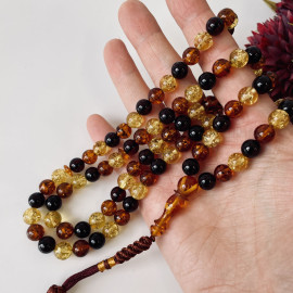 Baltic Amber Tasbih, Multicolored Amber Muslim Rosary, 99 beads