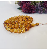 Light Cognac Amber Islamic Prayer Beads, Real Baltic Amber Rosary