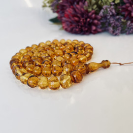 Light Cognac Amber Islamic Prayer Beads, Real Baltic Amber Rosary