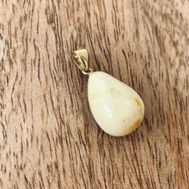 White Baltic Amber Pendant,...