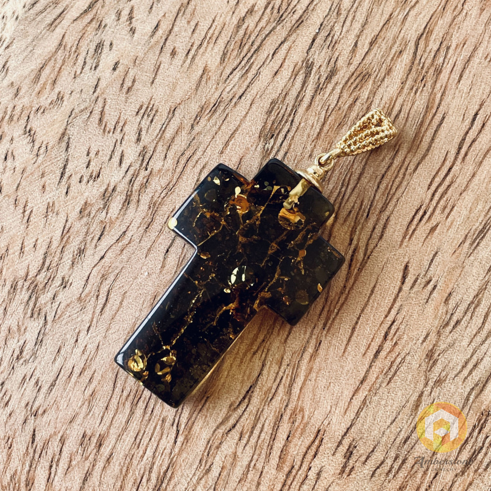 Premium Quality Genuine Baltic Amber Donut Pendant in Yellow Tiger