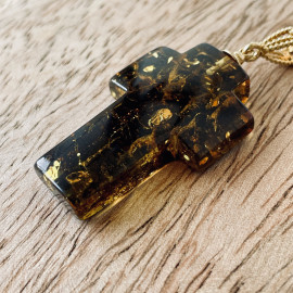 Premium Quality Genuine Baltic Amber Donut Pendant in Yellow Tiger