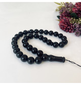 Natural Baltic Amber Misbaha, Round Cherry Amber Beads