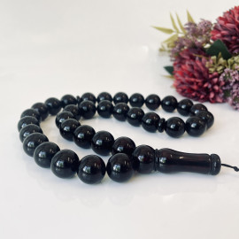 Natural Baltic Amber Misbaha, Round Cherry Amber Beads