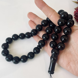 Natural Baltic Amber Misbaha, Round Cherry Amber Beads