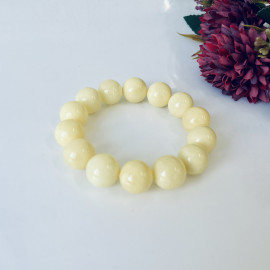 Bracelet made of Milky White Baltic Amber, Pure Natural Baltic Amber