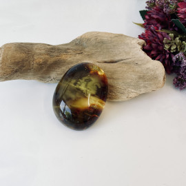 🎥 Gold Cognac Baltic Amber Stone, Polished Natural Amber with Mist Effect