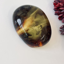 Gold Cognac Baltic Amber Stone – Polished Natural Amber with Mist Effect