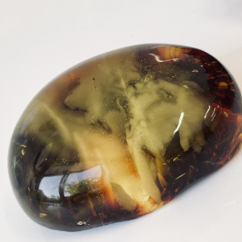 Gold Cognac Baltic Amber Stone – Polished Natural Amber with Mist Effect