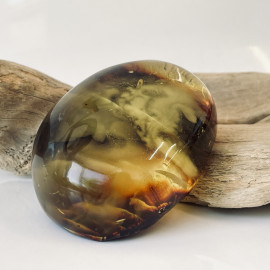 Gold Cognac Baltic Amber Stone – Polished Natural Amber with Mist Effect