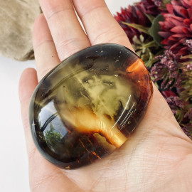 Gold Cognac Baltic Amber Stone – Polished Natural Amber with Mist Effect