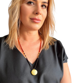 Premium Quality Genuine Baltic Amber Donut Pendant in Yellow Tiger