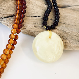 Premium Quality Genuine Baltic Amber Donut Pendant in Yellow Tiger