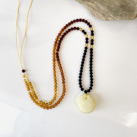 Premium Quality Genuine Baltic Amber Donut Pendant in Yellow Tiger