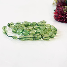 Green Islamic Prayer Beads, Green Amber Tasbeeh