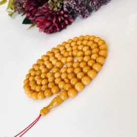 Yellow Baltic Amber Misbaha, 99 Round Beads Natural Amber Tasbih