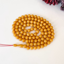 NEW Yellow Baltic Amber Misbaha, 99 Round Beads Natural Amber Tasbih