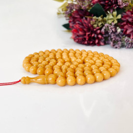 NEW Yellow Baltic Amber Misbaha, 99 Round Beads Natural Amber Tasbih