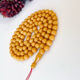 NEW Yellow Baltic Amber Misbaha, 99 Round Beads Natural Amber Tasbih