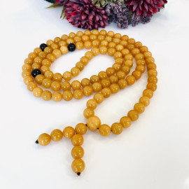 Yellow Baltic Amber Mala – Natural Amber Mala with Cherry Separators