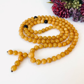 Yellow Baltic Amber Mala – Natural Amber Mala with Cherry Separators