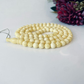 Natural White Baltic Amber Prayer Beads, White Genuine Amber Rosary